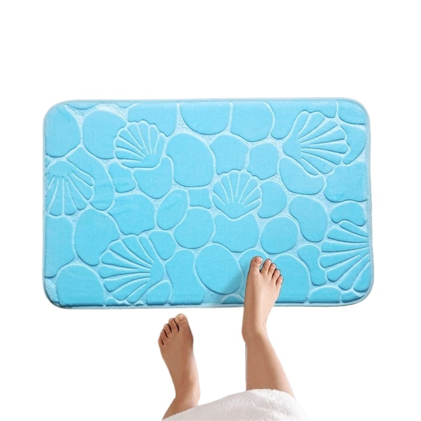 Tapis de bain en flanelle ciel 50x80 cm à motif coquillage relief antidérapant pour douche