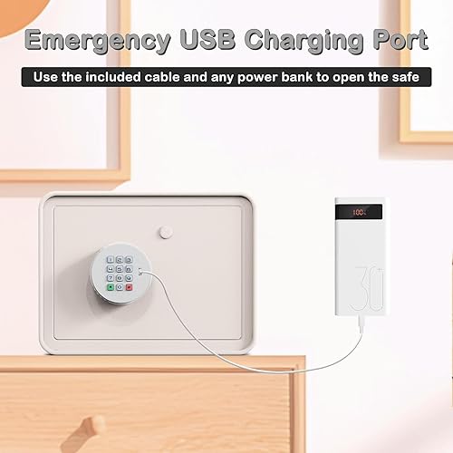 Miniatura 4 de GoldenKey - Caja de seguridad pequeña para niños, color macarrón blanco de 7 x 9.4 x 6.3 pulgadas, con ranura para monedas y billetes, teclado