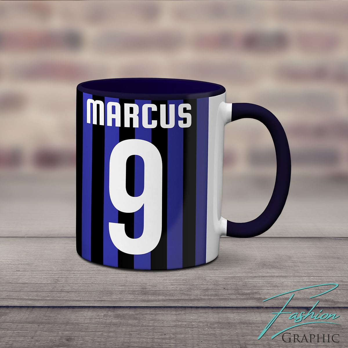 Personalizzata Tazza in Ceramica Tifosi Ultras Squadra Mug con Nome e Numero Nerazzurro Blu