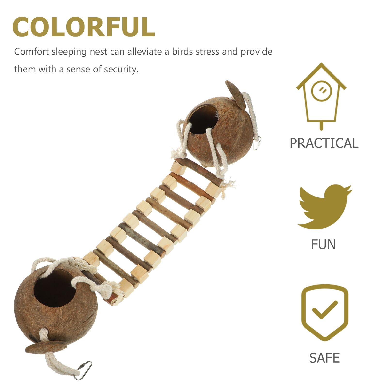 SHINEOFI Nido para Pájaros Colgante con Escalera Interactiva para Jaula de Pájaros de Madera Casa Decorativa Multifuncional para Mascotas Adecuado para Decoración de Interiores