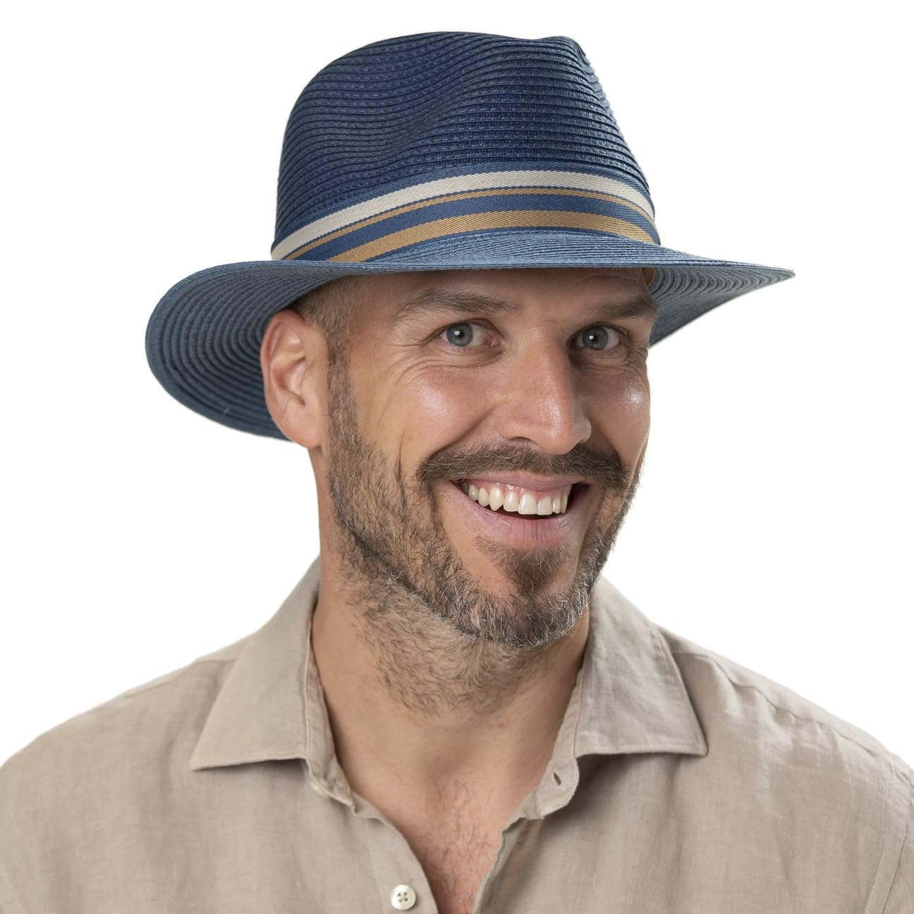 Stetson Romaro Toyo Traveller Sombrero de Paja Hombre Protección UV 40+ ala Ancha Cinta de groguen Primavera Verano