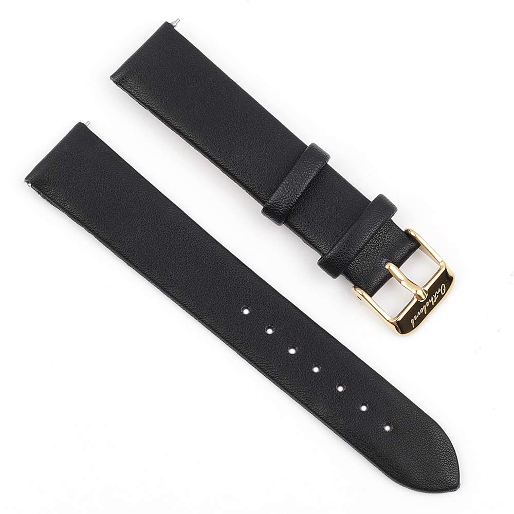 Onthelevel Leather Watch Strap for Women-12mm 14mm 16mm 18mm 20mm Quick Release Watch Bands Replacement, Gold Buckle (14mm, Black)