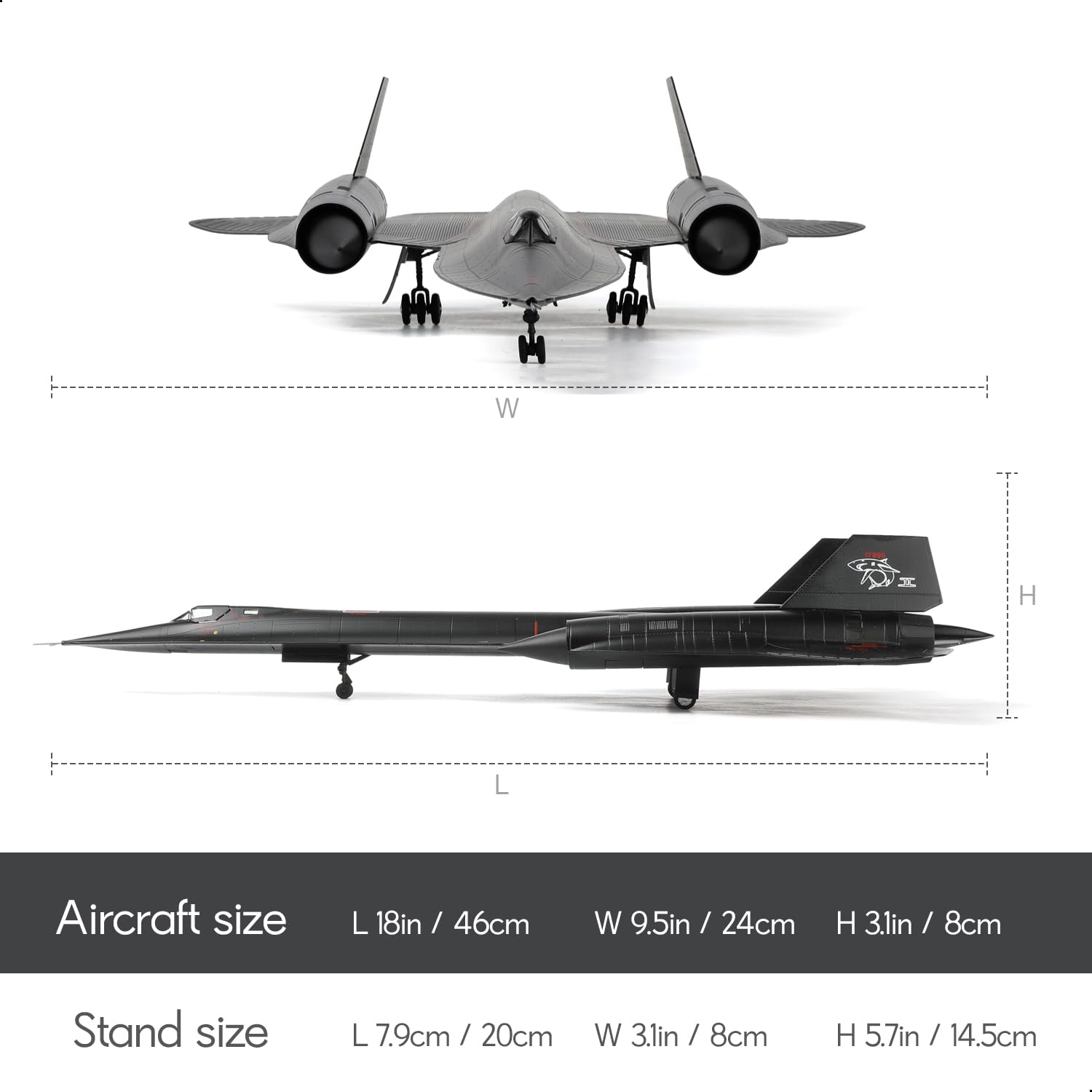 1:72 Scale SR-71 Blackbird Aircraft Model Lockheed Strategic Reconnaissance Aircraft USAF 17960 SharkⅡ Miniature Military Metal Diecast Airplane Model Kit for Adult Collection o
