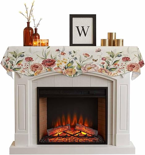 Miniatura 7 de Bufanda de manto de 70 x 17 pulgadas, diseño de ciervo y árbol de Navidad verde, para chimenea, mantel y mantel de chimenea, camino para Navidad