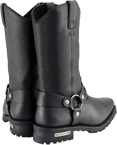 Miniatura 8 de Milwaukee Leather Botas de motocicleta estilo occidental de cuero negro clásico con arnés para hombre de 11 pulgadas MBM9015
