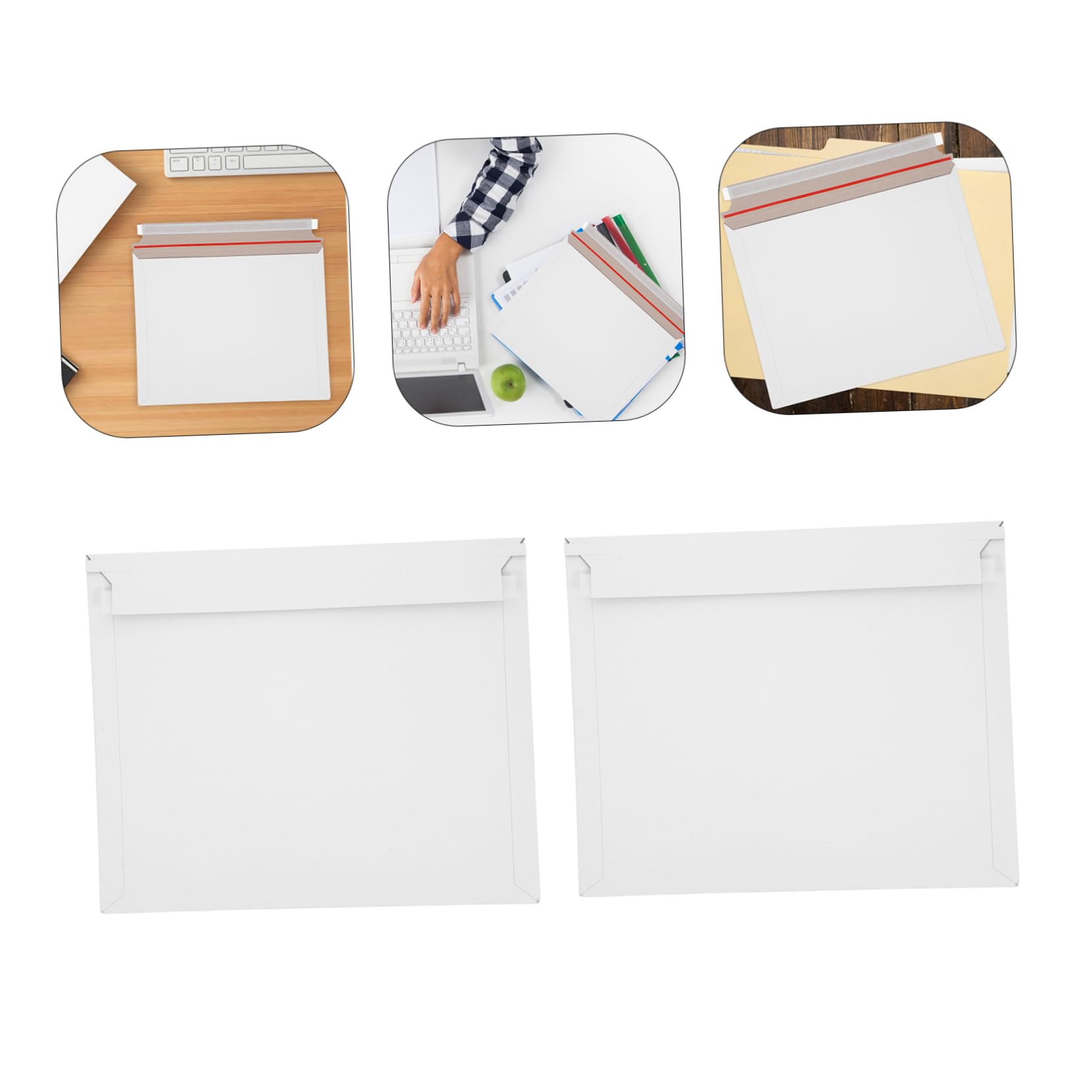 HOMSFOU 20pièces Enveloppes Blanches Rigides Pour Expédition De Documents Photos Et Certificats Avec Rabat Auto-adhésif Et Protection Résistante Aux Intempéries
