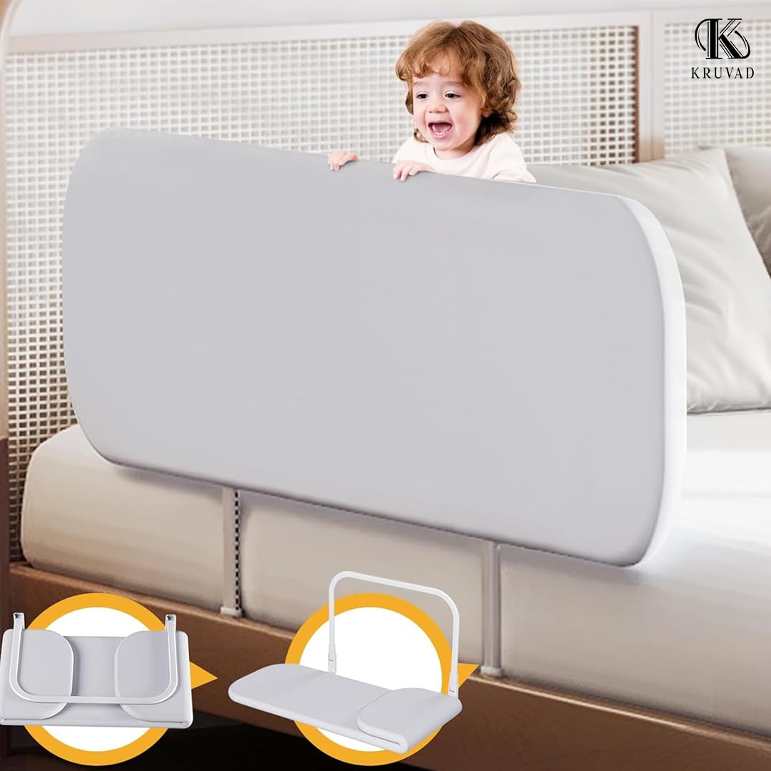 Kruvad Foldable Toddler Bed Rails for Crib- Universal Fit for Twin,King Size Beds- Easy to Assemble- Safe Guardrail Bed Rail for Toddlers and Elderly Safety Fence Protector Rails [ 122x44x3 CM ] - Image 9 thumbnail