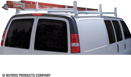 Miniatura 7 de Buyers Products 1501310 - Estante de escalera para furgonetas de trabajo, ancho ajustable, acero al carbono con recubrimiento en polvo blanco,