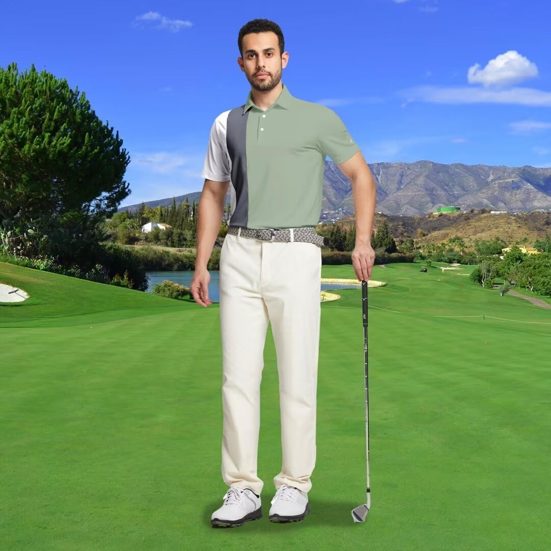 M MAELREG Mens Golf Polo Shirts Short Sleeve Dry Fit Casual Performance Moisture Wicking Color Block Polo Shirts for Men - Image 2