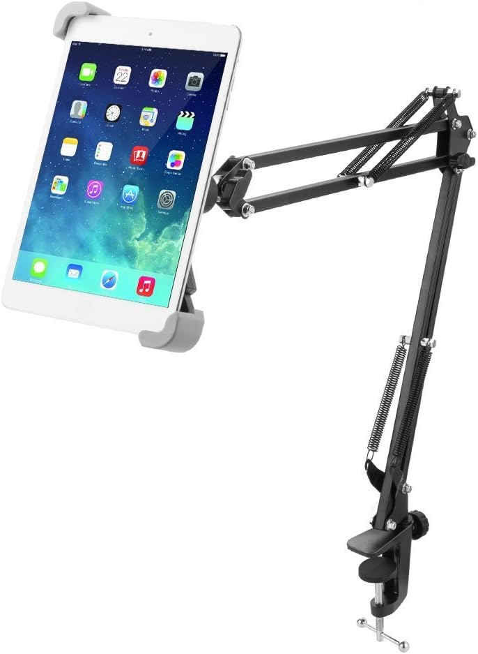 Miuko Tablet Stand, ipad holder, 360 Rotatable Easy-lock Holder Padded Holder Sturdy Aluminum Universal pad Mount Stand Holder for iPad Air Mini Galaxy Tab Android Windows and More 7.8"-12.6" Tablets