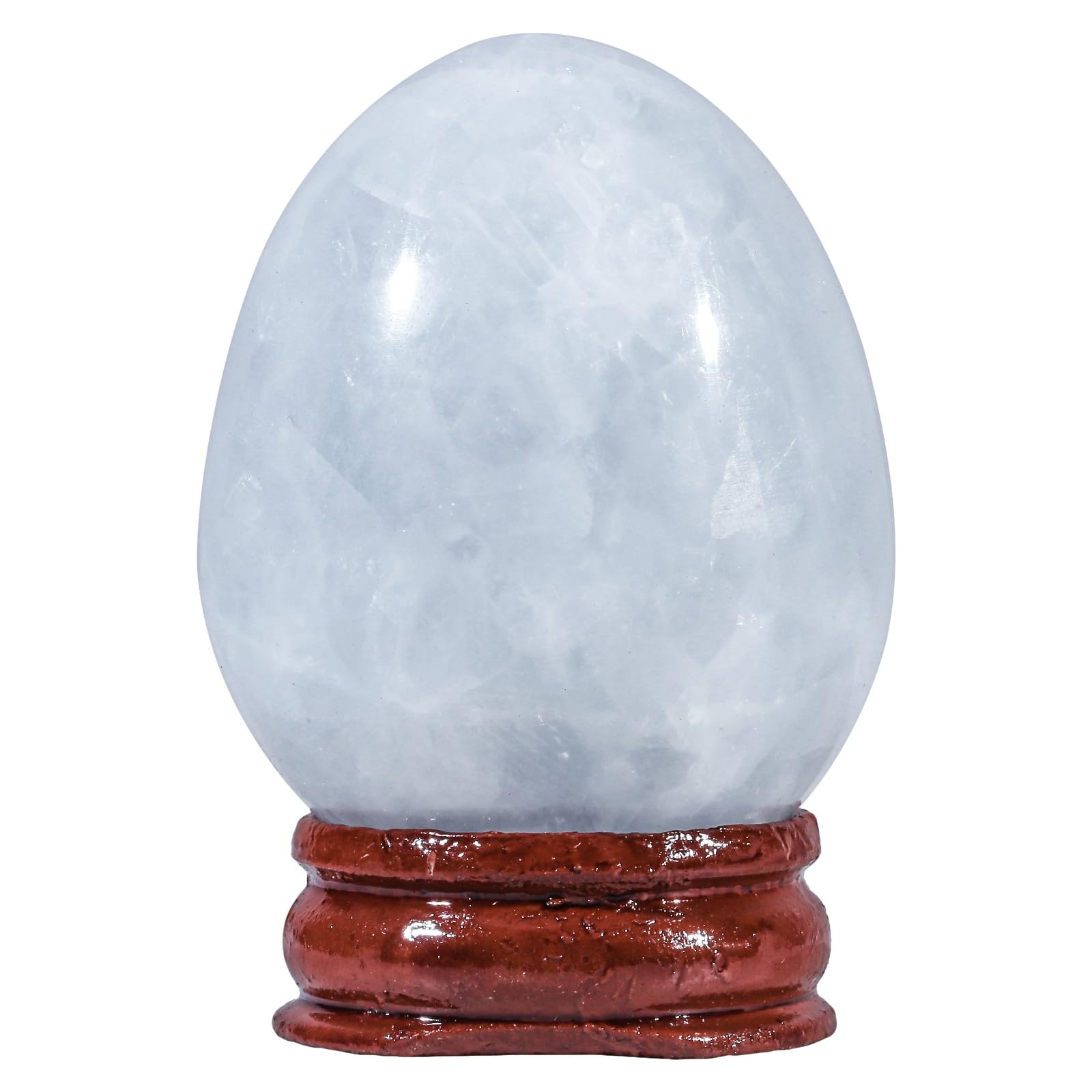 Sportmusies Natural Blue Celestite Stone Egg with Wood Stand, Polished Reiki Stone Egg Figurine Decoration for Home Desk Meditation, 1.81-1.97 inches