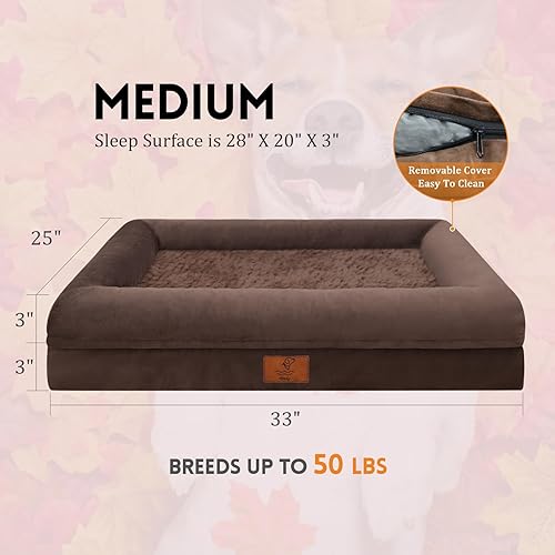 Vista 129 de Cama ortopédica para perros pequeños, cama impermeable para cachorros con funda extraíble lavable, cama de espuma para perros pequeños con respaldo