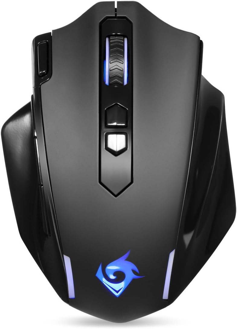 EagleTec MG001 Ergonomic Wireless Gaming Mouse, LED Backlit Cordless Portable Computer Mouse with 9 Button Programmable and Adjustable 4800 DPI for Windows PC Gamer [New Version]