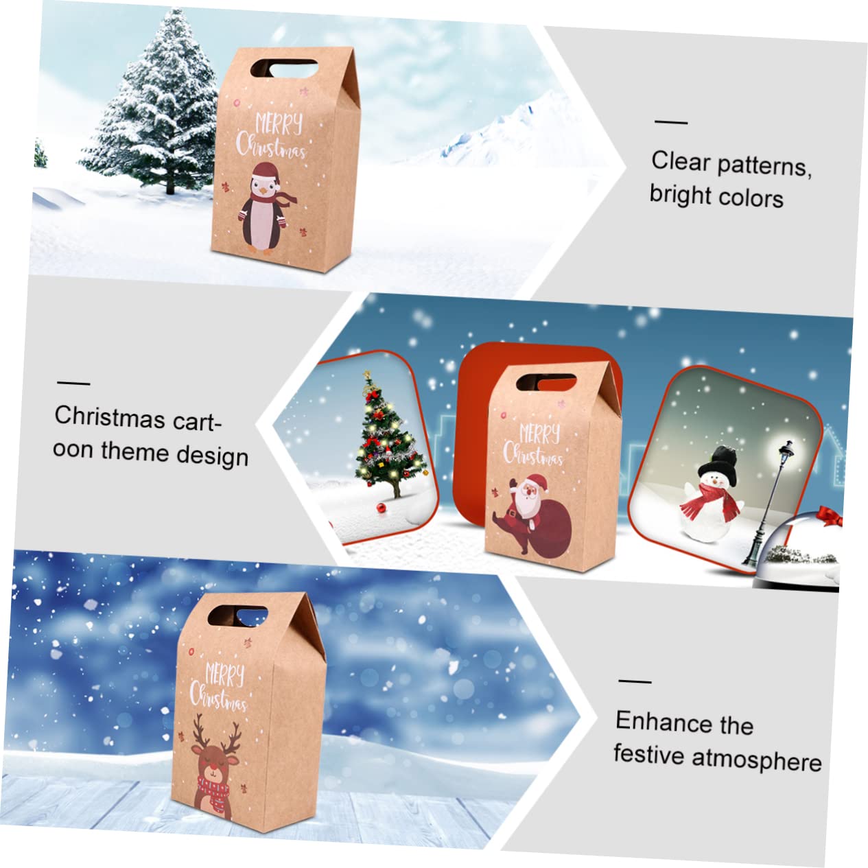 SOLUSTRE 24stücke Kraftpapier Tüten Weihnachten Weihnachtsplätzchentüten Verpackungspapiertüten Weihnachtliche Papiertüten Geschenktüten Aus Kraftpapier