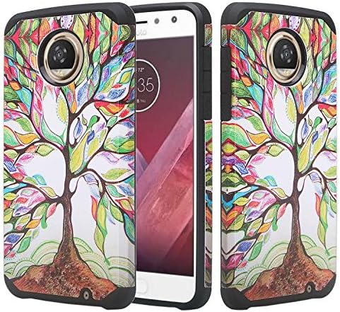 Motorola Moto Z2 Force Case,[Shock Absorption/Impact Resistant] Hybrid Dual Layer Armor Defender Protective Case Cover for Moto Z2 Force - Colorful Tree