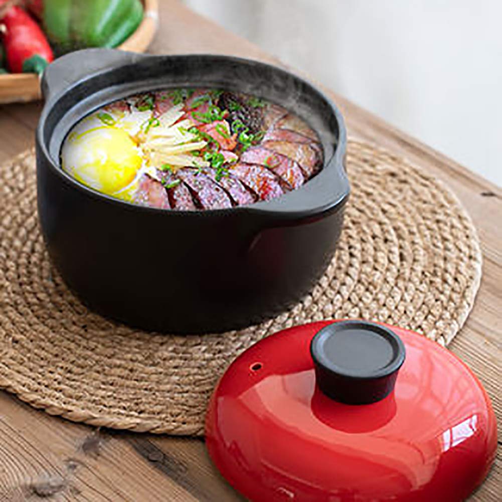 Hogar Braising Pan Cocotte,Coreano Guisada Cerámica Cazuela,Calor-resistente No-palo Cacerola Con Lid Amarillo 4 Litros