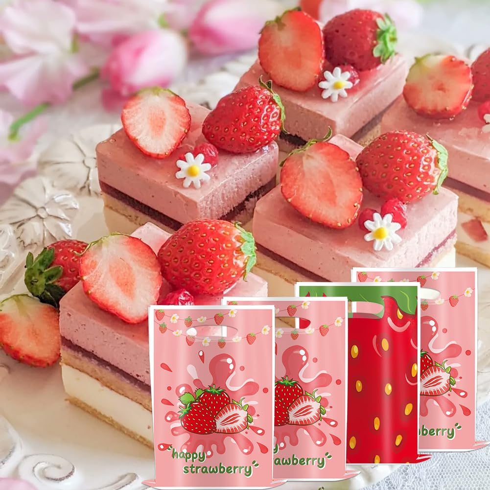 Erdbeer Geschenktüten, 30 Stück Erdbeer-Partytüten Mit Griffen, Niedliche  Bedruckte Erdbeer-Tüten, Süßigkeiten, Erdbeer-Themen, Shortcake, ..., image size:1001x1001