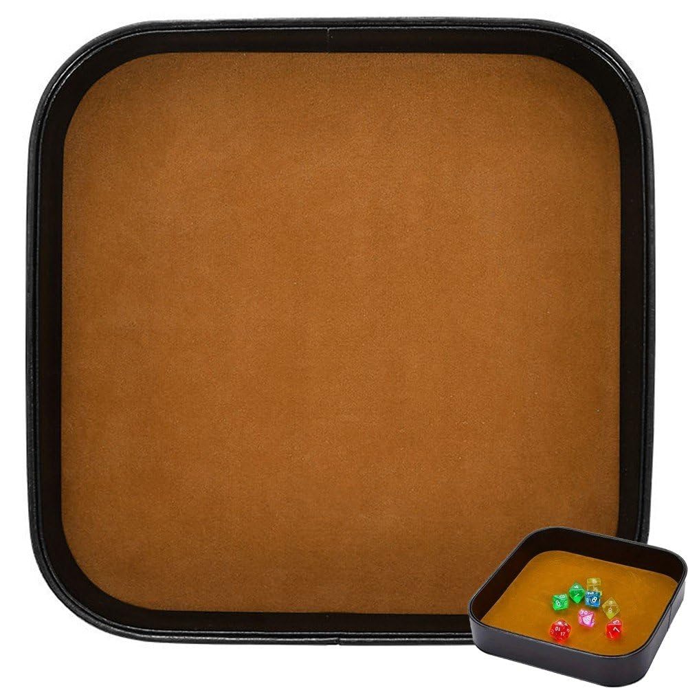 Bandeja Para Dados De Cuero PU Con Forro De Franela – Protectora Y Portátil Para Juegos De Mesa