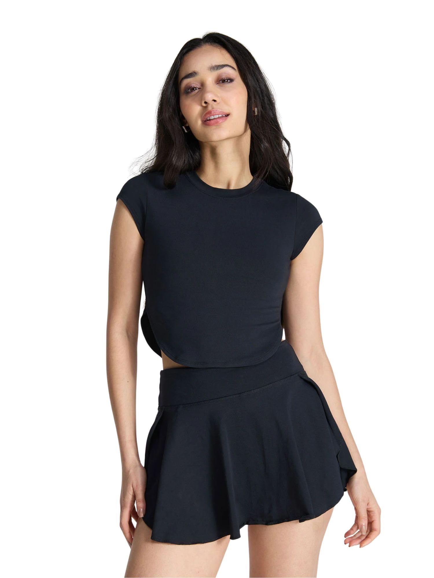 cava Cotton Baby Tee for Women | Stretchable Cropped T-Shirt with Built-in Shelf Bra & Removable Pads | Cap Sleeve Slim Fit Casual Top-picture-29