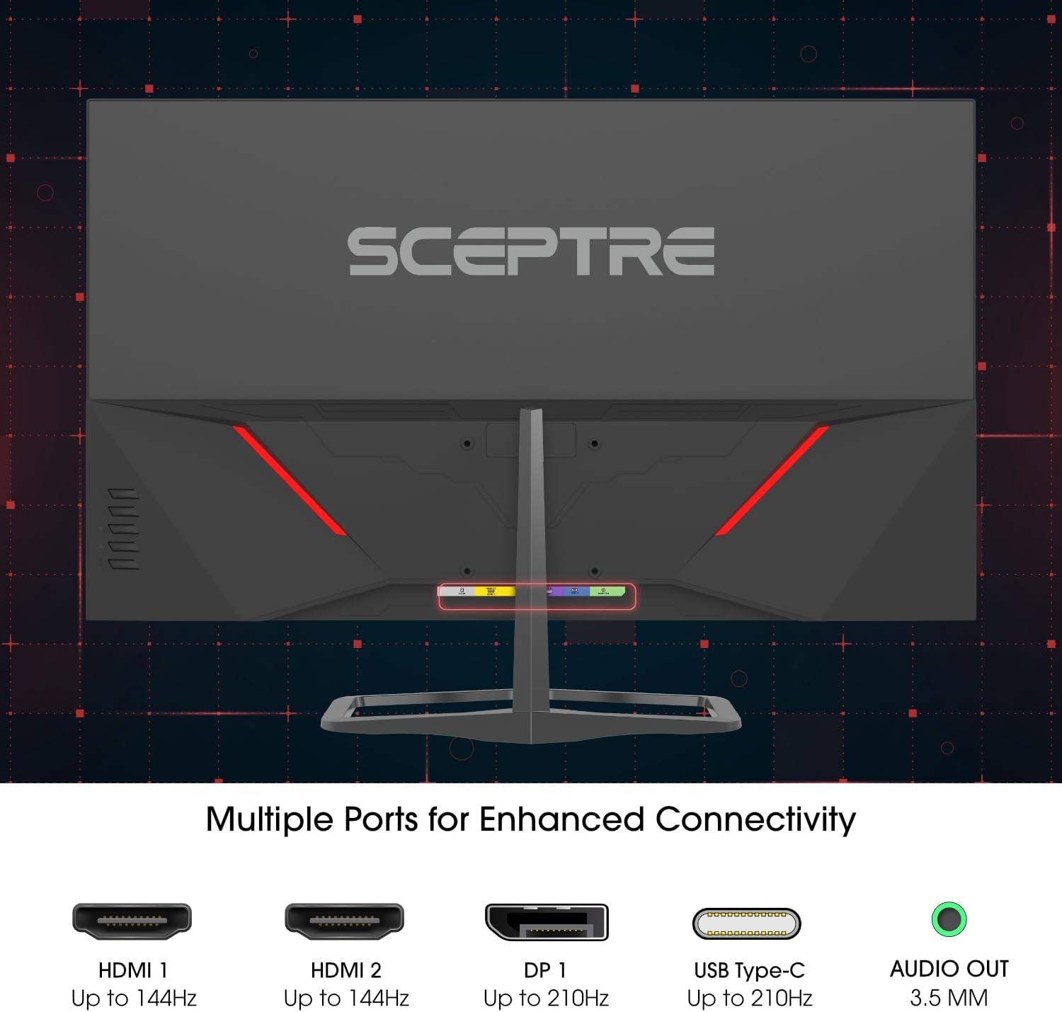 Sceptre New 32-inch 2K QHD Prime Gaming Monitor 2560 x 1440 up to 210Hz sRGB 115% 1ms DisplayPort HDMI Type-C Build-in Speakers, Machine Black 2026 ((E325B-QW200D Series) 8 613Vpb89eLL. AC SL1500