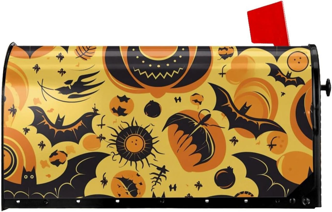 Mailbox Cover Mailbox Wraps Post Letter Box Cover Yellow Pumpkin Pattern Mailbox Post Cover for Garden Yard Decor 25.5x21 in