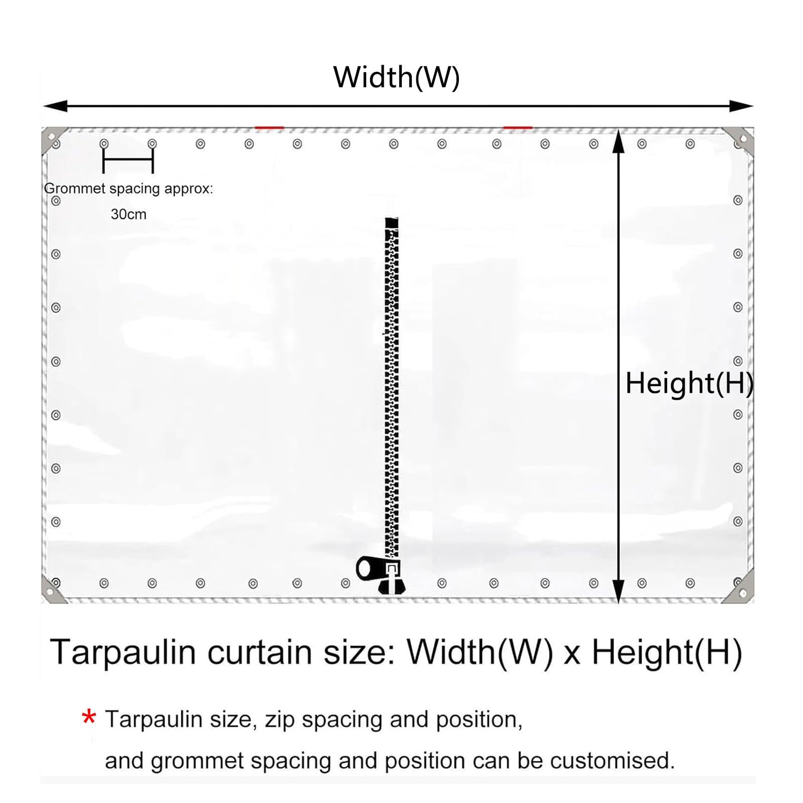 Rideaux D'extérieur Imperméables Transparents avec Porte À Fermeture Éclair, Panneau de Bâche en PVC Robuste pour Pergola, Porche, Tonnelle(6.6'x6.6'(2x2m))