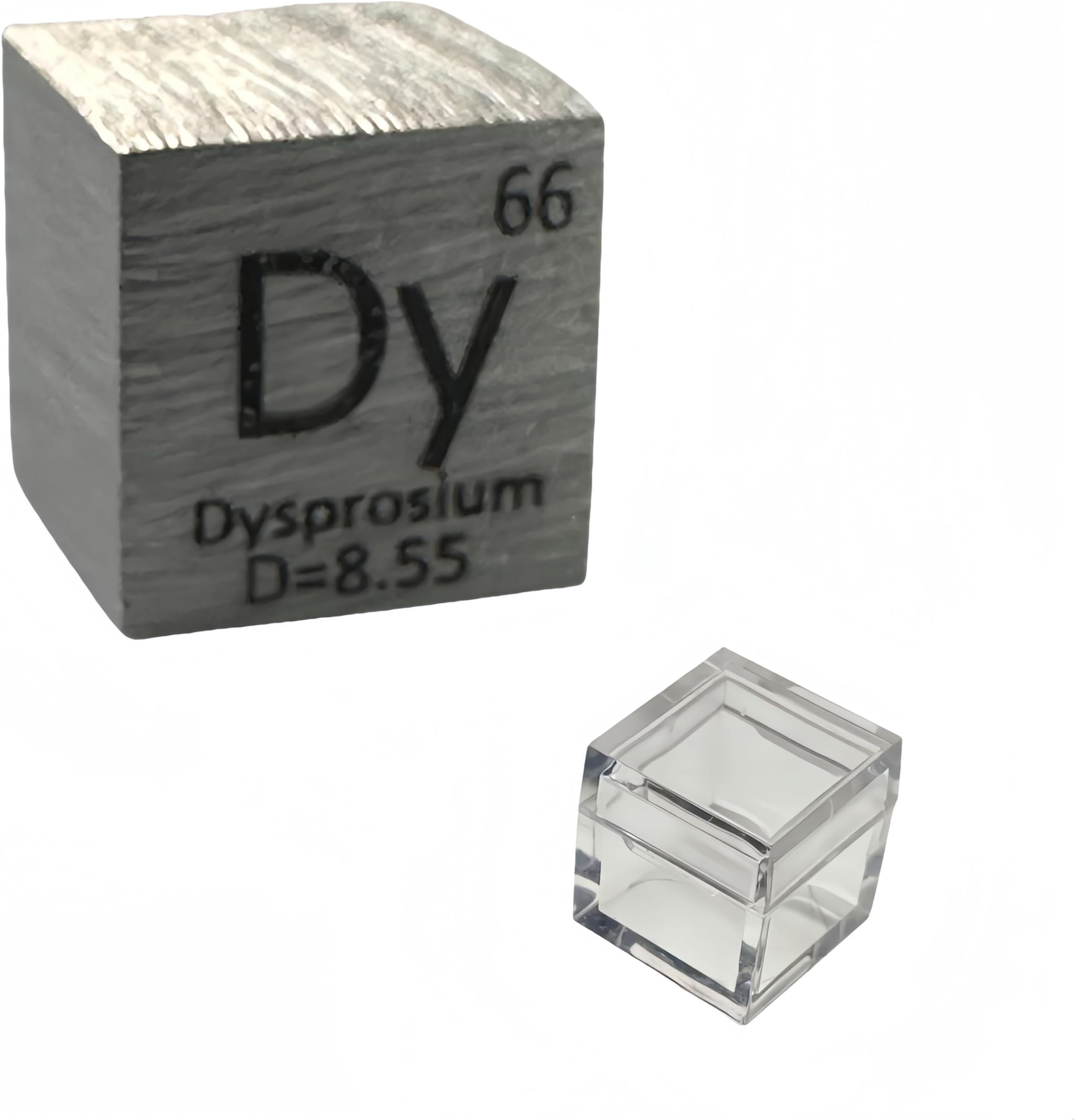 Dysprosium Cube A Metal Cube Made of 99.9% Pure Dysprosium Plate, Periodic Table Element Cube Collection,Science Gift for Adults,Engraved Dysprosium Cube + Acrylic Box(Dysprosium, 0.39inch(10mm))