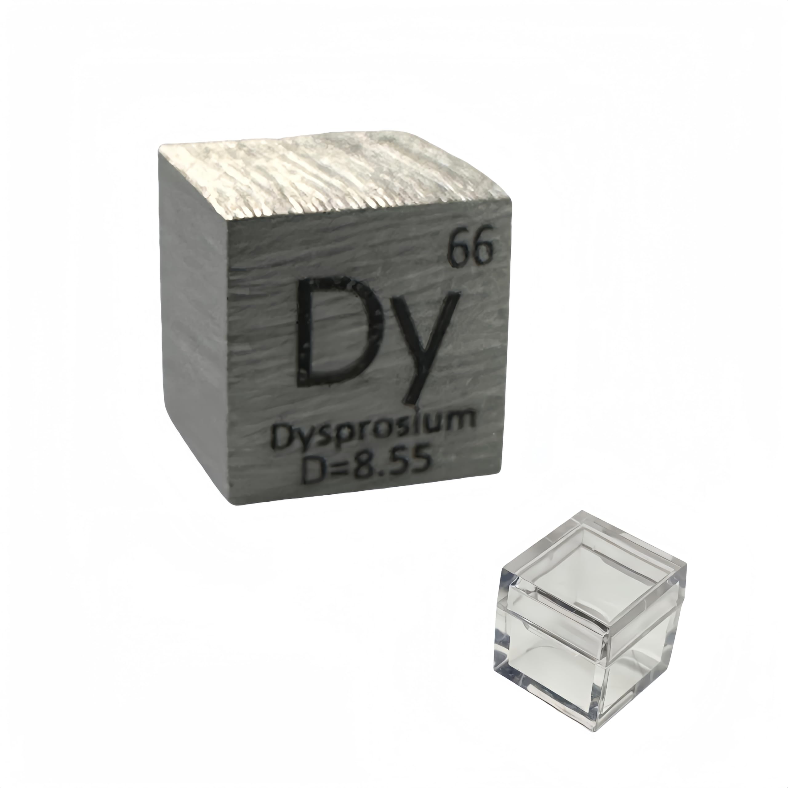 Dysprosium Cube A Metal Cube Made of 99.9% Pure Dysprosium Plate, Periodic Table Element Cube Collection,Science Gift for Adults,Engraved Dysprosium Cube + Acrylic Box(Dysprosium, 0.39inch(10mm))