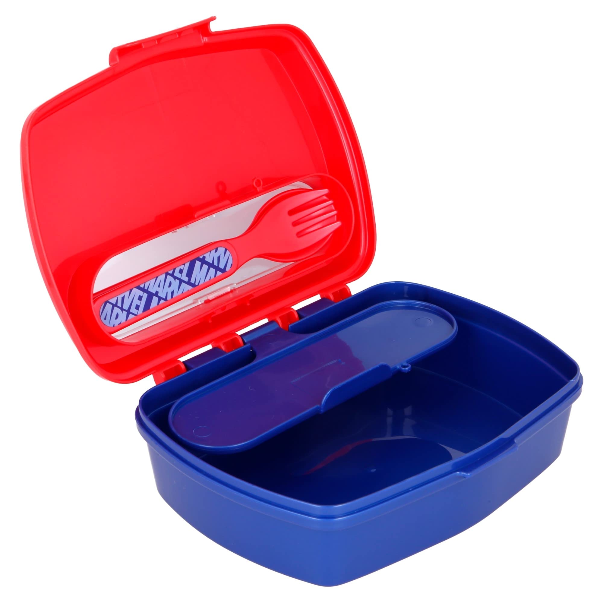 Stor Avengers Lunchbox Für Kinder – Rechteckig, Mit Besteck (Gabel & Löffel), BPA-frei