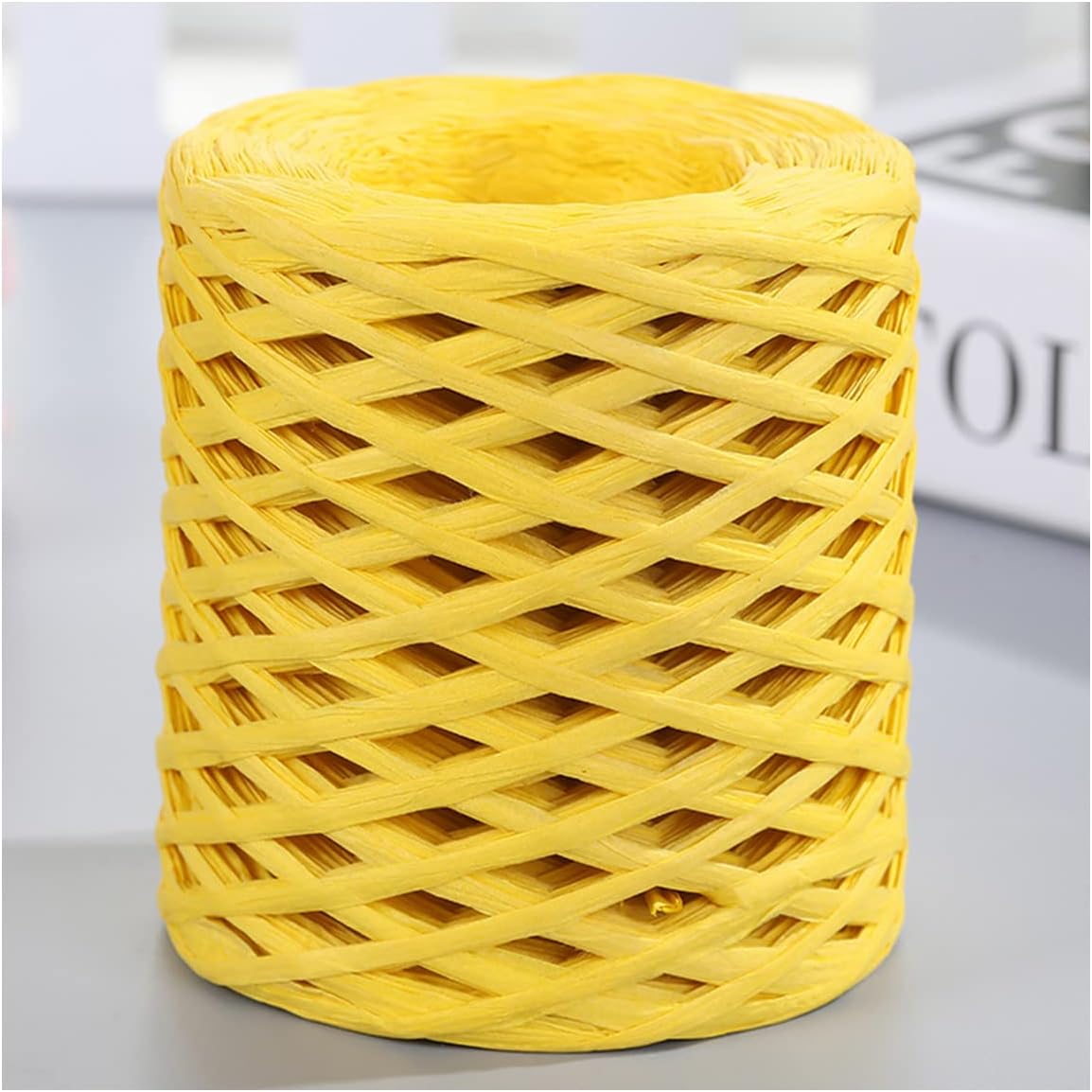 218 Yards Paper String Raffia Ribbon Craft Ribbon for Gift Wrapping, Flower Wrapping, Crocheting, Party Decor(Yellow)