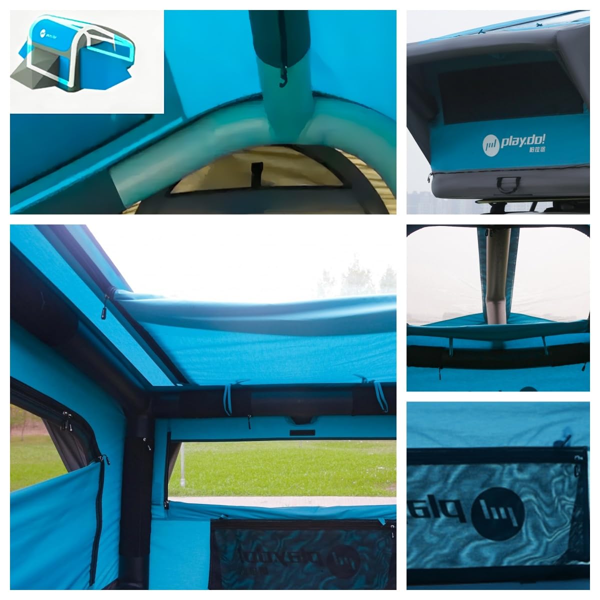 TentHome Tienda Techo Coche de Campaña Hinchable 2-3 Personas Grande Familiar Montaje Rapido