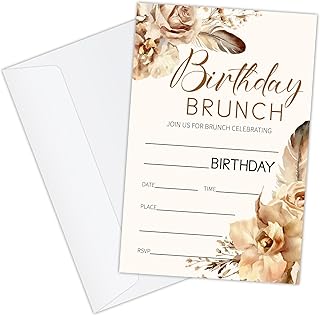 Brunch Birthday Party Invitations 4x6 Inch Blank Invitations with Envelopes Birthday Invites Cards Party Invitation Cards for Girls Kids Adults 20 Pcs Double Sided Invitation Card for Women JK0471