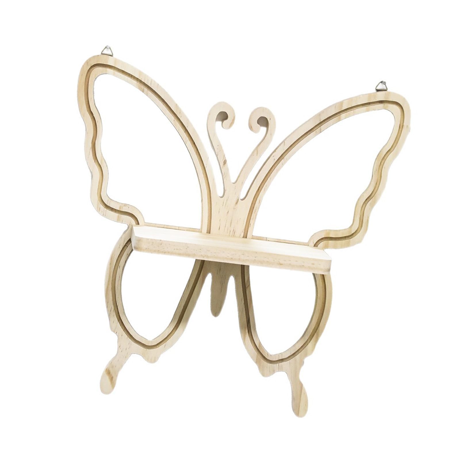 Shntig Wall Shelf with Mirrour Wooden Hanging Storage Shelve Decorative Floating Shelves for Bedroom Wall Decors Butterfly Shelf