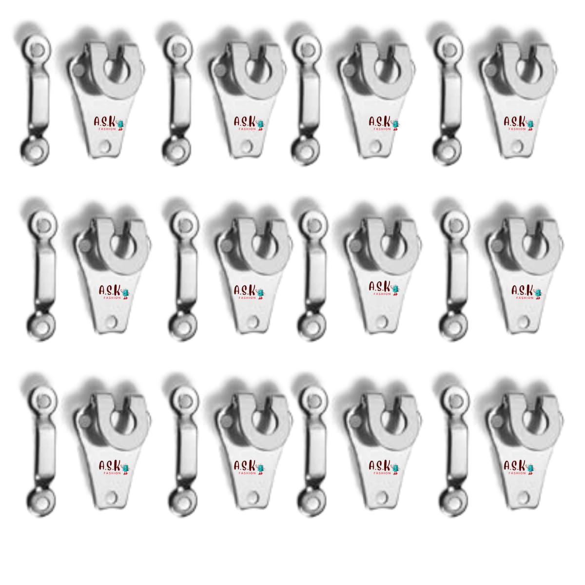 Stainless Steel Silver Hooks for Pants/Jeans/Trousers/Frocks/Shorts/Skirts/Slacks/Sweaters/Garments -24Pcs (Hooks - 12Pcs + Hook Eyes 12Pcs)-image-28
