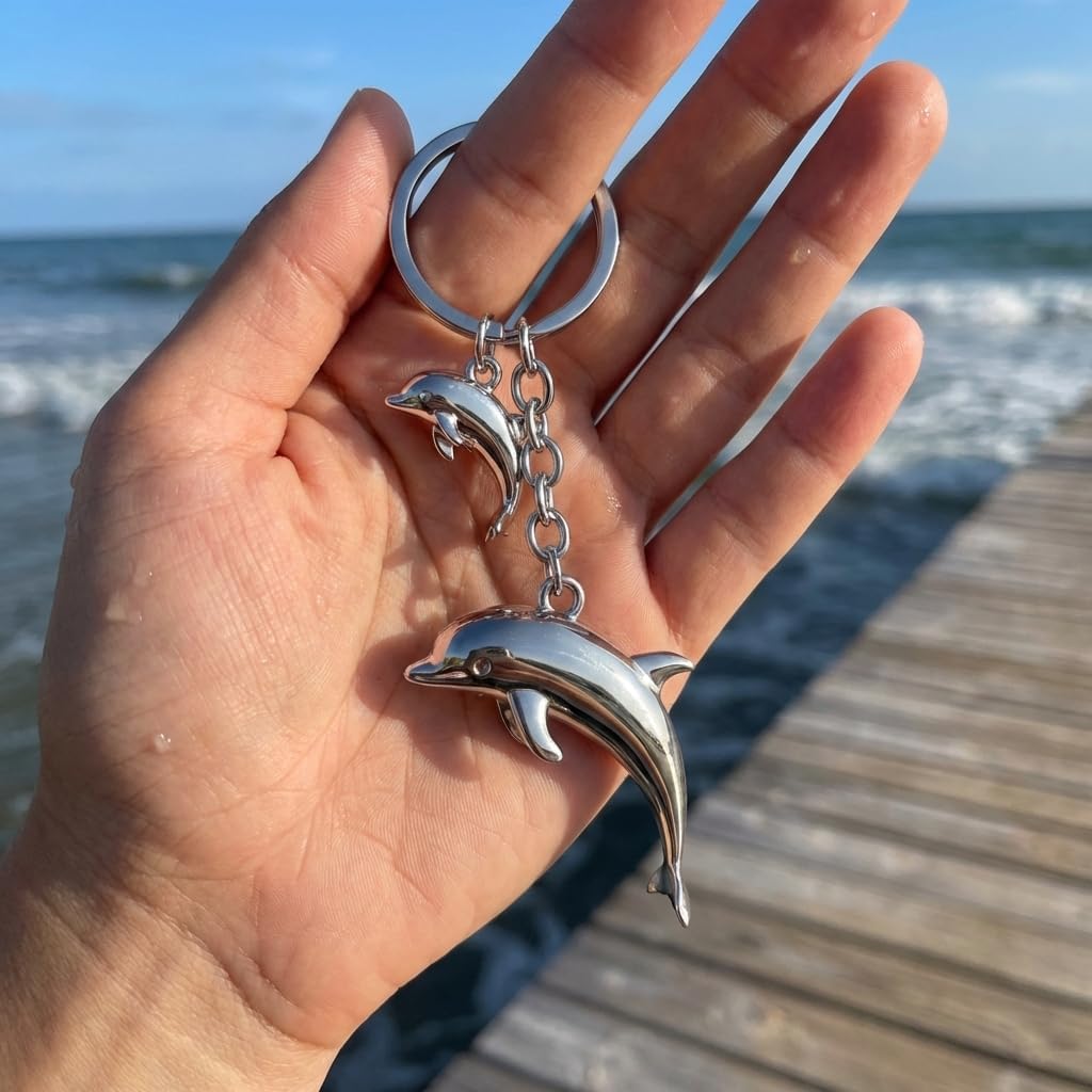 Dolphin Keychain – Animal Keychains Bag Charm for Women with Baby Dolphin, Ocean Key Chains Car Keys Gifts for Dolphins Lovers, Girls, Friends, Mother, Teenages image 5