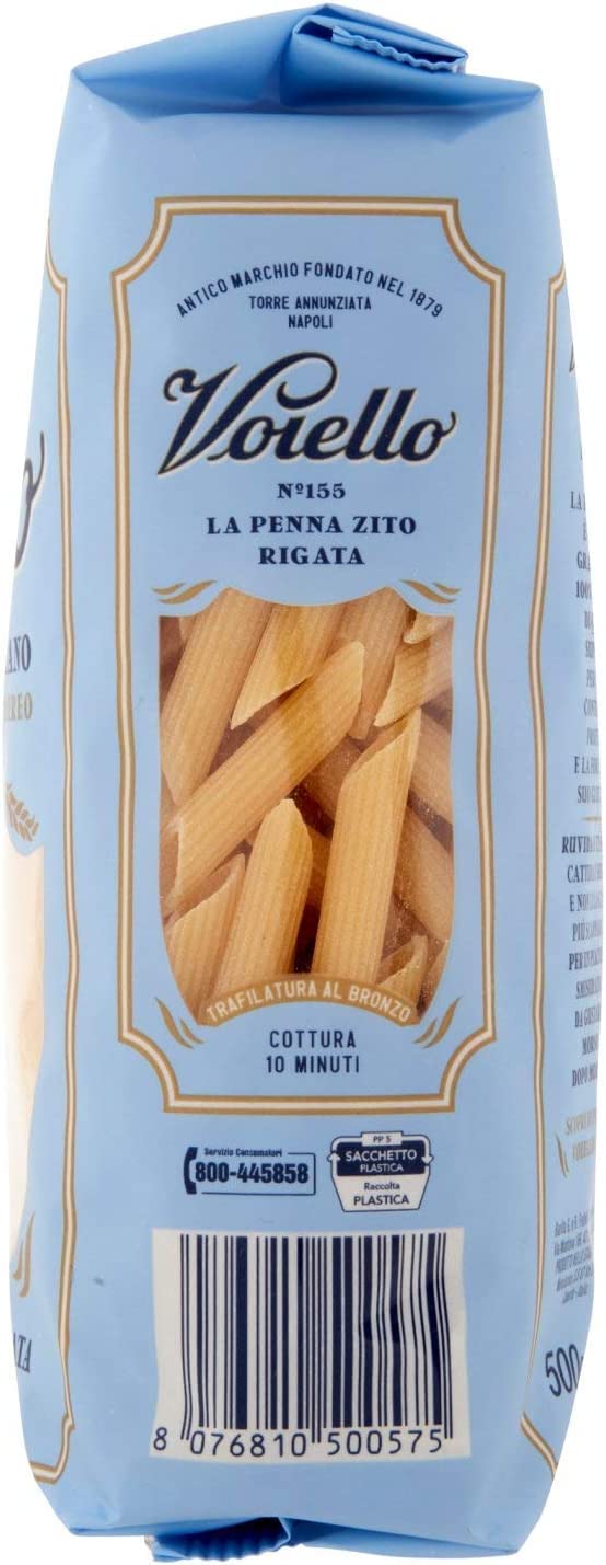 Voiello Pasta Penne Ziti Rigate - Pasta (20 unidades, 100 % italiana N 155, 500 g, polpa gourmet italiano, 400 g)