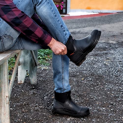 HISEA Men's Chelsea Rain Boots, Rubber Ankle Short Boots for Men Waterproof, Durable Insulated Mud Booties for Outdoor Garden Work4
