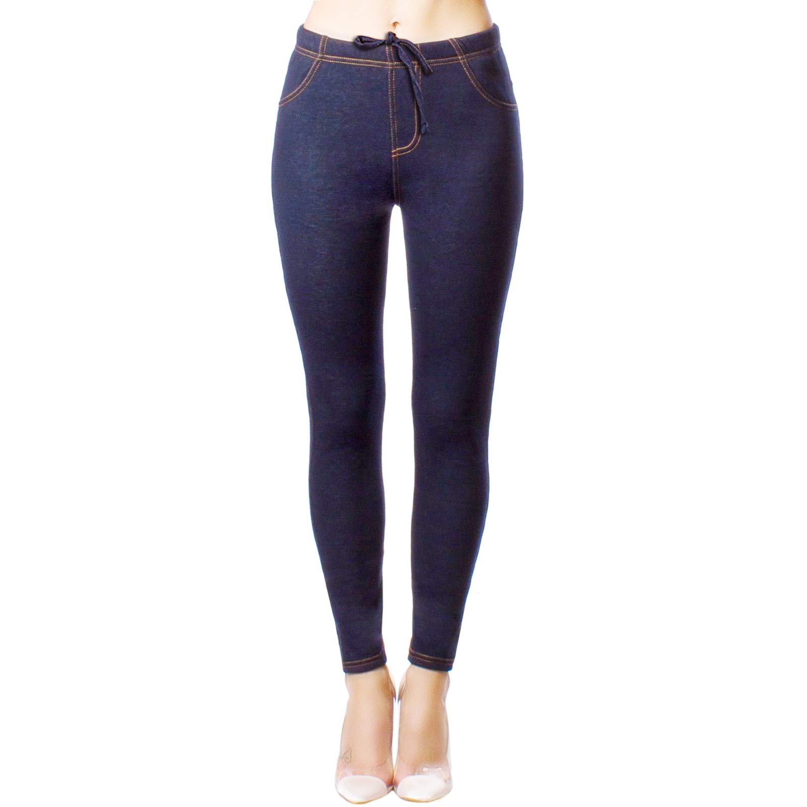 Minni Rossa Women's Navy Jegging Stretchy Denim Look Skinny Jeggings Plus Size Uk 6-30 (, 4XL)