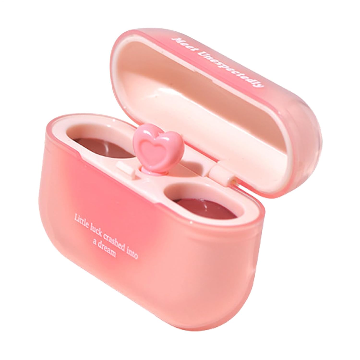Hydrating Lip Gloss - Earbuds Case Design, Double Waterproof Lip Stain Heart Applicator, Long Lasting Synthetic Accessory Unit Set, for Women Commuting Travel Prom Daily Smudge-Proof Makeup