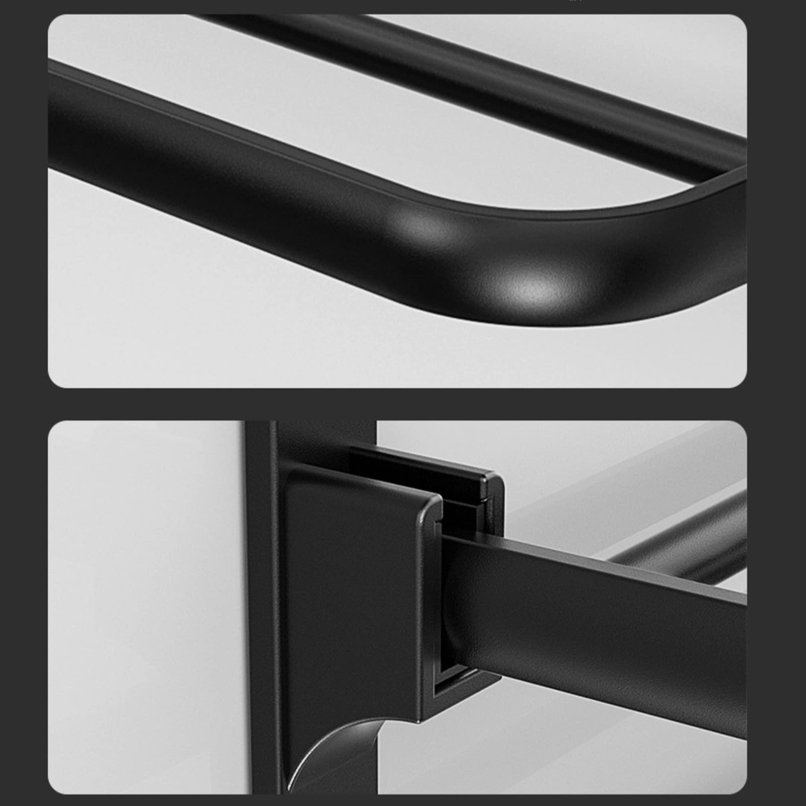 Toallero doble de acero de 60 cm, estante de baño montado en la pared, organizador de baño cepillado, soporte para toallas que ahorra espacio, accesorio de decoración para el hogar Slish