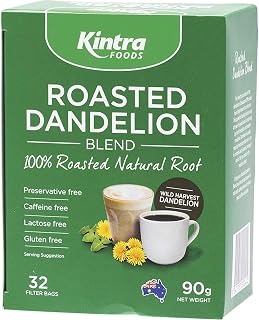 Kintra Foods Roasted Dandelion Root Herbal Tea Bags, 32 Count (90g) | Dandelion Root Tea Bags | Rich Roasted Herbal Infusion, Digestive Support & Detox | Caffeine-Free, No Additives, No Sugar
