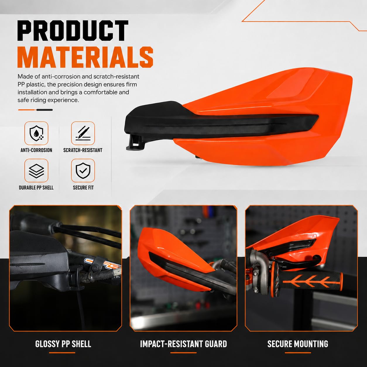 Protege Main Moto, Protege Main Moto Cross, Protection Guidon Poignet Moto Cross Protege Main pour KTM SX SXF EXCF 50 65 85 125 150 250 350 450 500 2017-2020 XCW XCF XC-Orange
