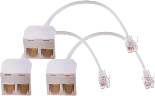 Divisores de teléfono, adaptador de enchufe de pared dúplex RJ11 6P4C, divisor de línea de teléfono, enchufe de pared 1 a 2, adaptador convertidor