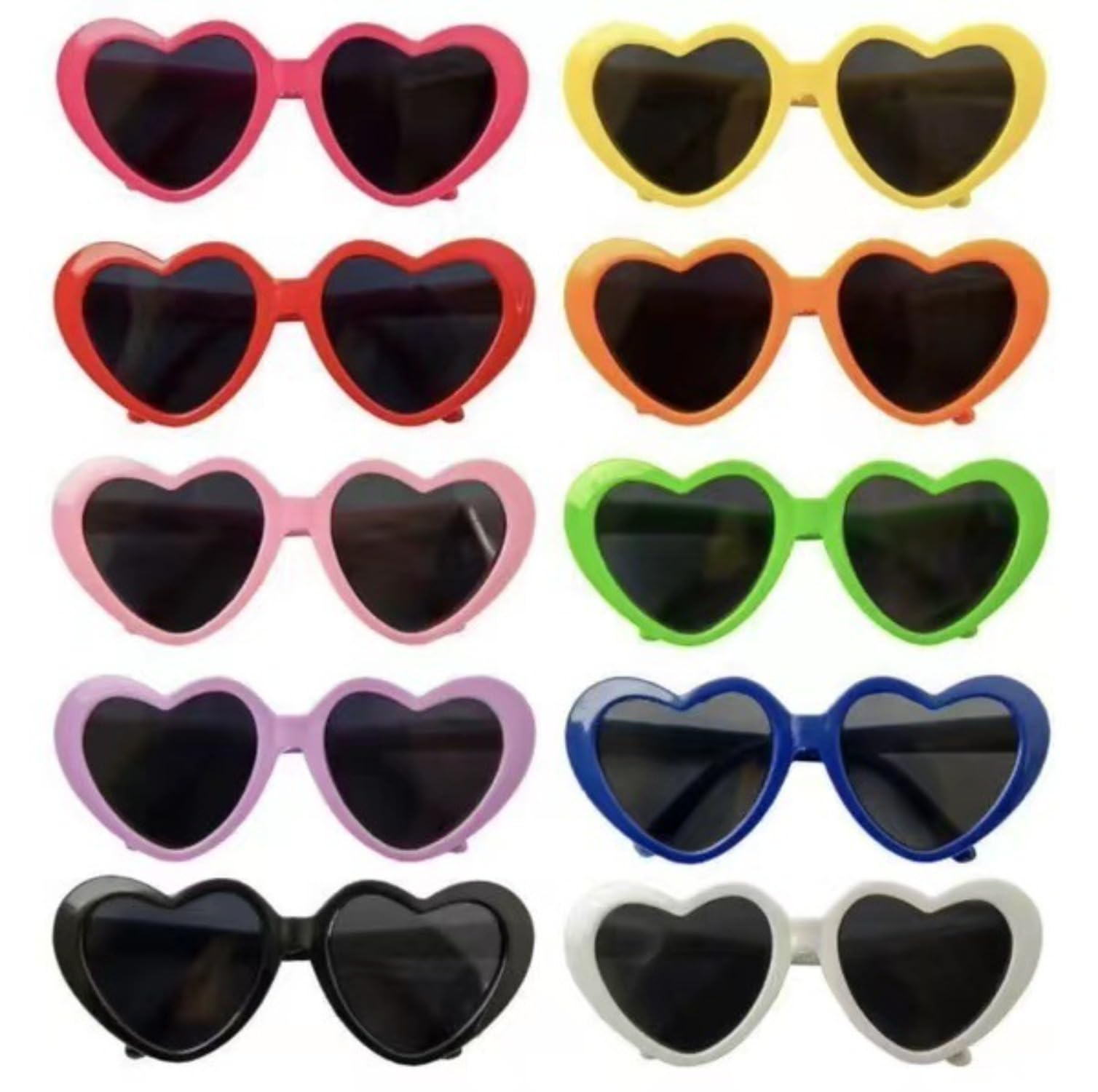 Occhiali da sole a forma di cuore a forma di gatto, multicolore, colori misti, divertenti, classici, retrò, occhiali da sole, accessori per foto, giochi di ruolo (60 pezzi)