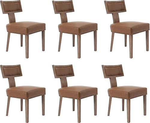 Miniatura 34 de EALSON Juego de 2 sillas de comedor modernas de mediados de siglo, sillas de cocina tapizadas de lino, sillas de comedor de granja, sillas Nailhead