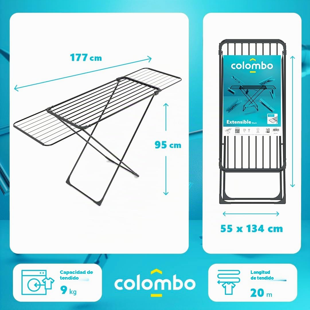 Colombo Tendedero Extensible Negro 20 Metros