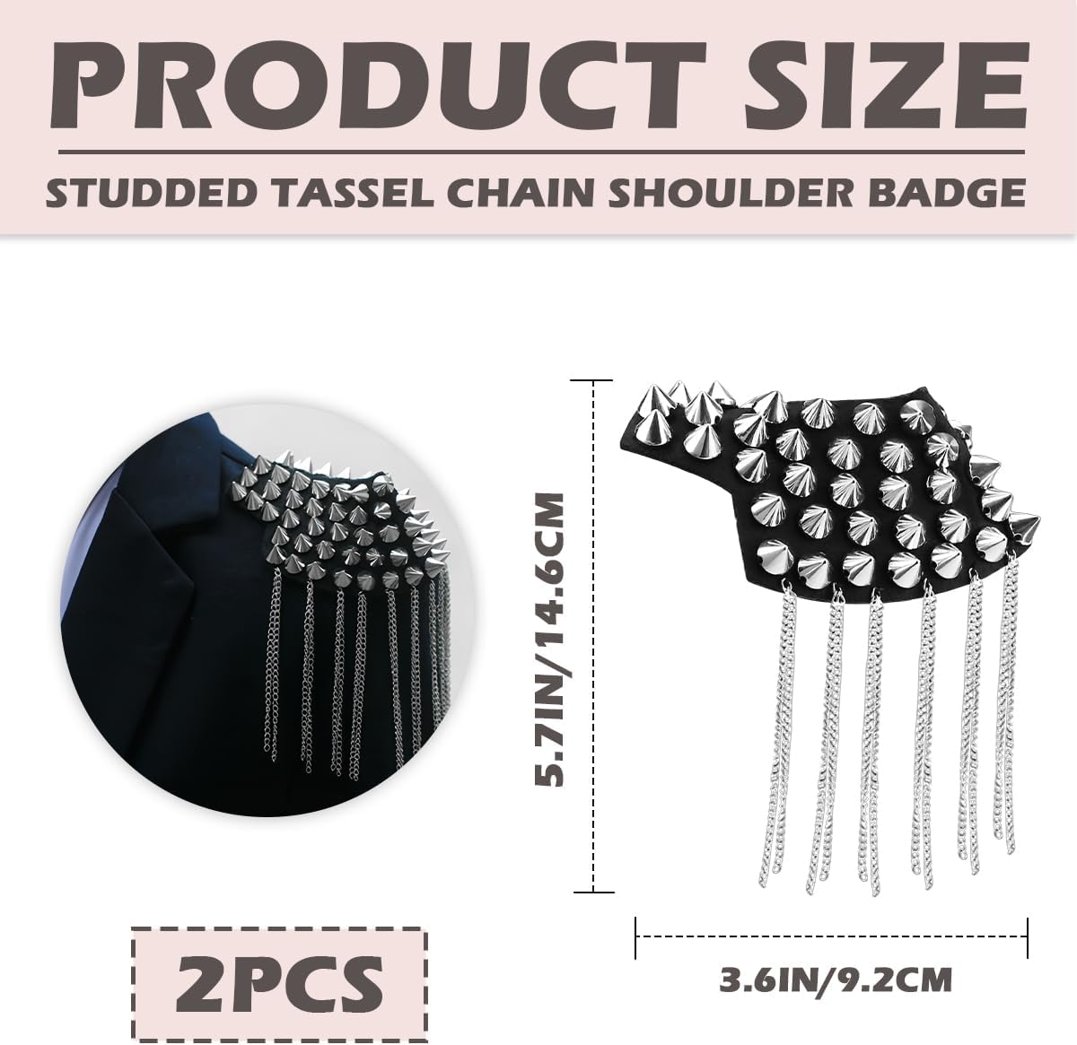 Shoulder Badge, Metal Tassel Chain, Punk Shoulder Badges for Uniform Accessories