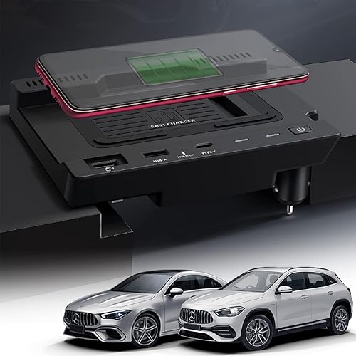 Miniatura 8 de Cargador inalámbrico para automóvil Mercedes-Benz - Clase A Clase GLA 2020-2022, almohadilla de carga rápida de 15 W para teléfono