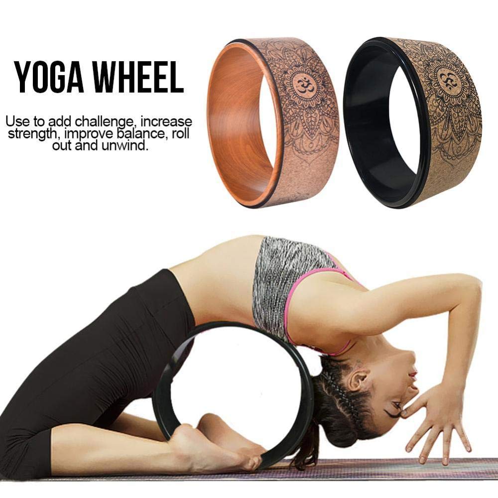 pierścień do jogi, Naturalne kółko korkowe do ćwiczeń Pilates, koła z wygiętym tyłem, solidne narzędzie jogi, wyposażenie(Black)