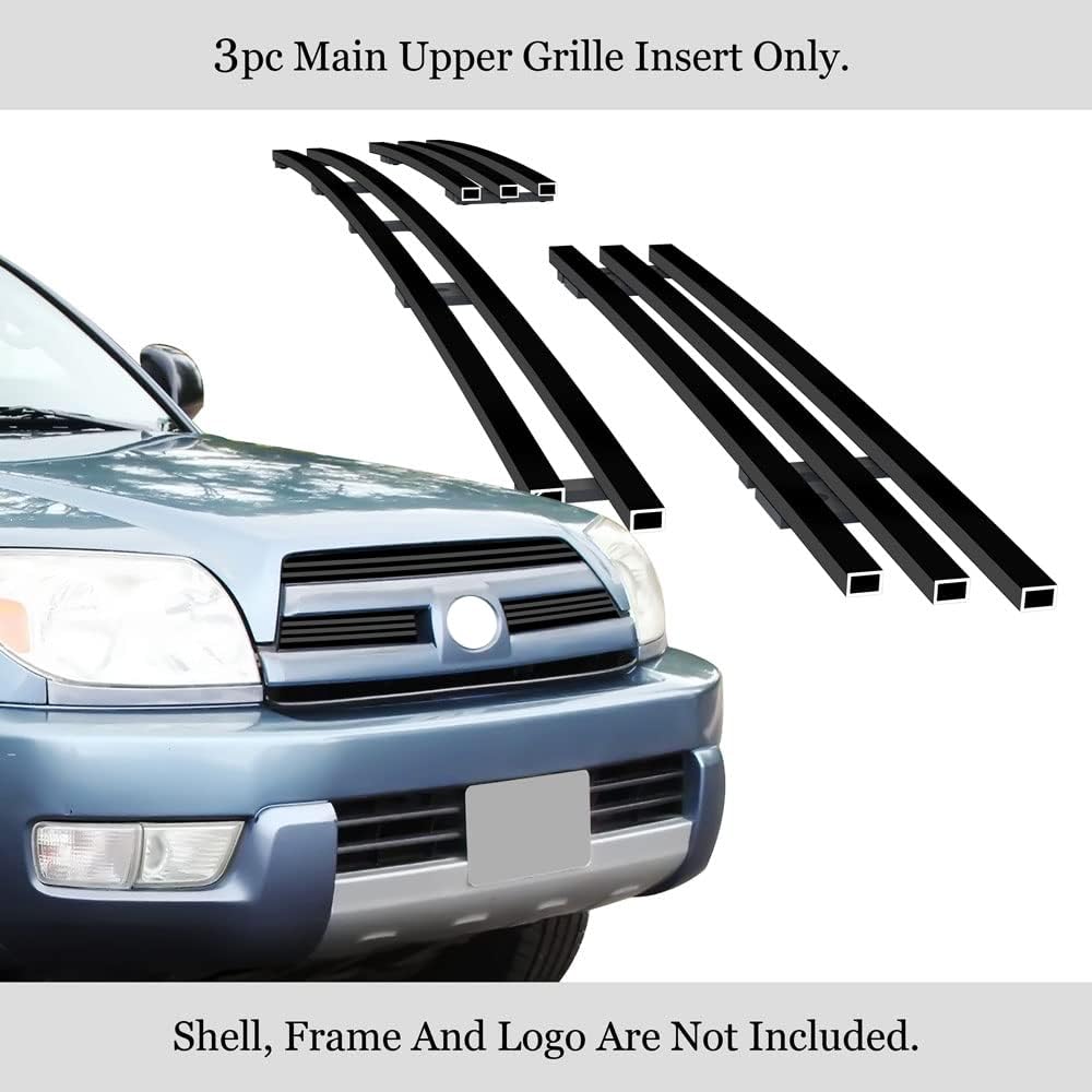 APS Compatible with Toyota 4Runner 2003-2005 Main Upper Stainless Steel Black 8x6 Horizontal Billet Front Grill Grille Insert T65424J